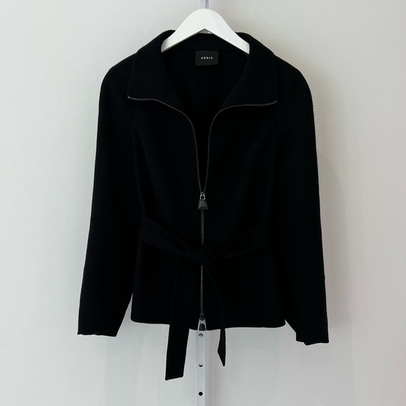 AKRIS BLACK CASHMERE BELTED JACKET SIZE US 10 - Picture 7 of 17